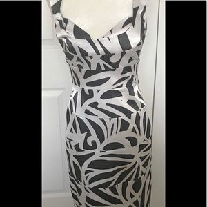 White House Black Market NWOT size 8 dress! Asymmetrical, plunge neckline,satin